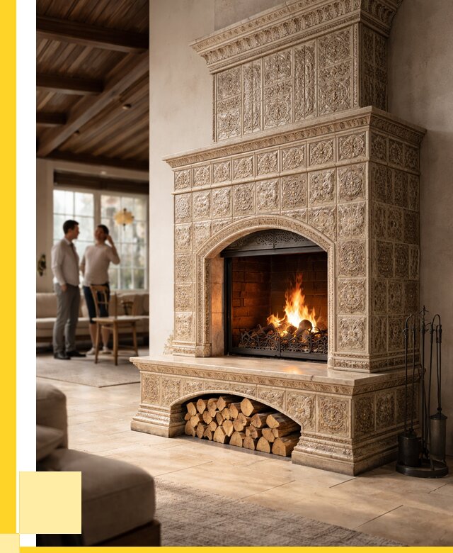 Купить изразцовый камин в Моршанске от 259625 р. | ЭриданМрш