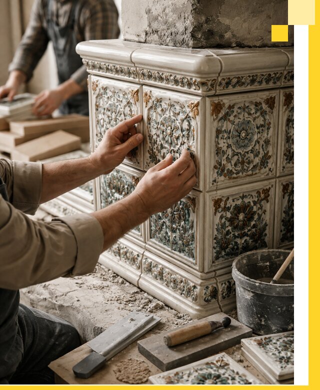 Изразцовые камины под ключ в Моршанске: проект и монтаж