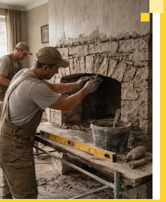 Изготовление каминов под ключ в Моршанске, монтаж и отделка