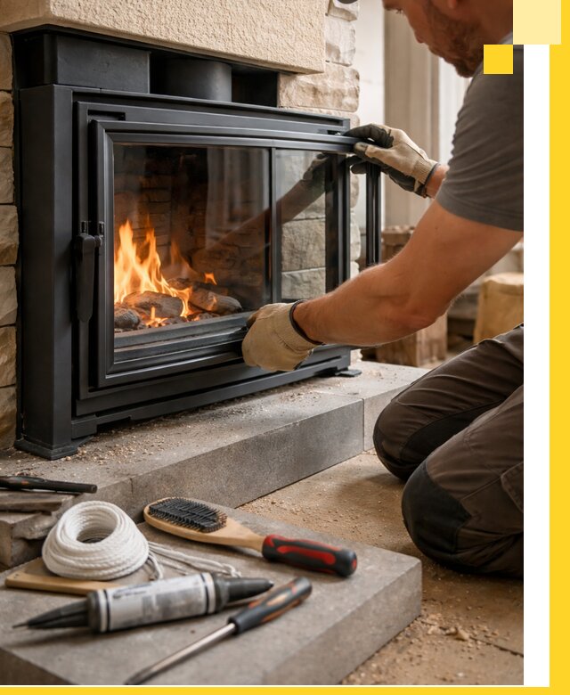 Производство, монтаж и доставка каминов со стеклом в Моршанске