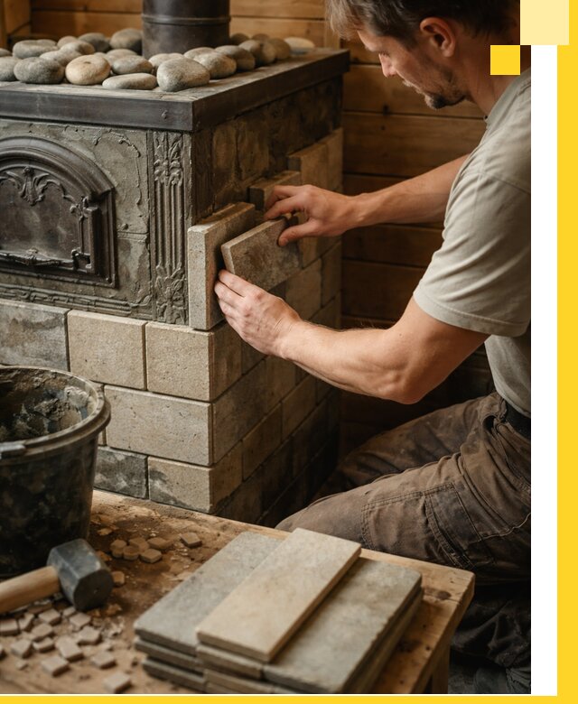 Облицовка банных печей в Моршанске профессиональная отделка