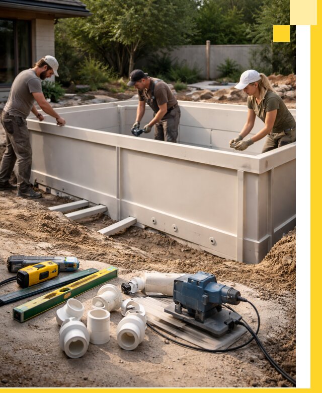 Установка полипропиленовых бассейнов под ключ в Моршанске