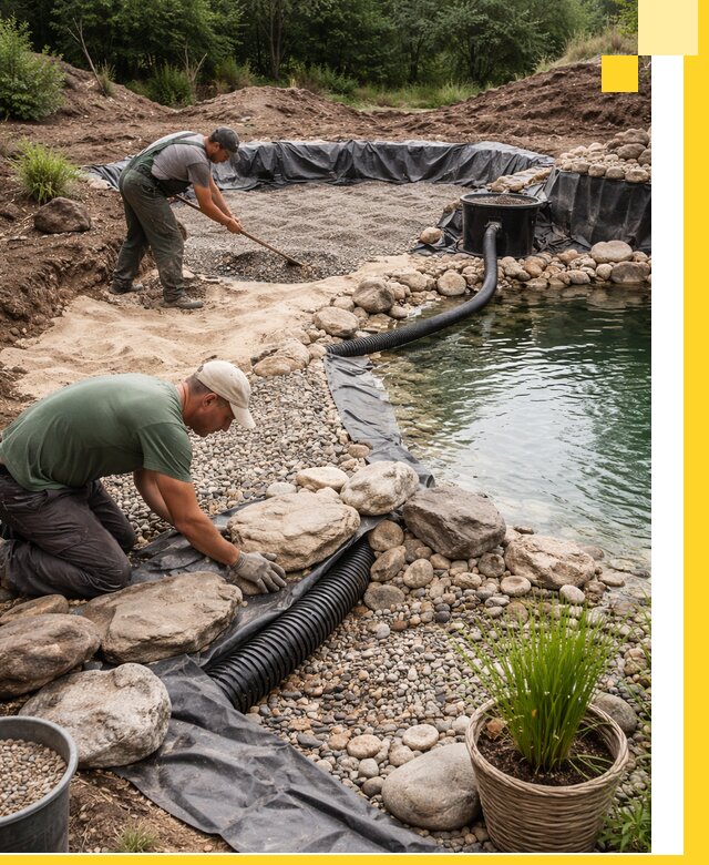 Строительство природных бассейнов и озер в Моршанске под ключ