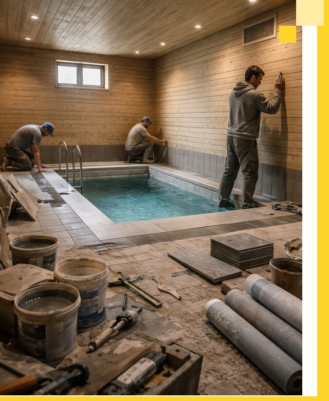 Строительство бани с бассейном и сауной под ключ в Моршанске