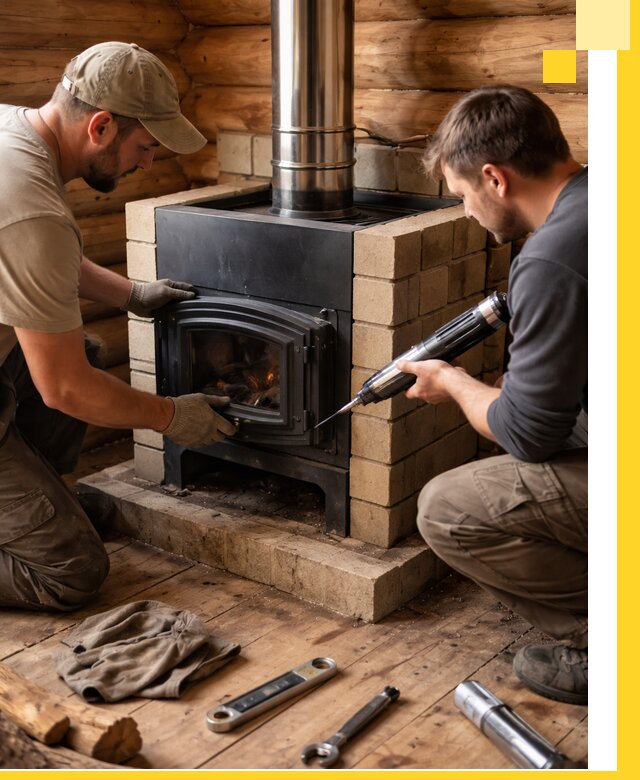 Монтаж и установка печи в бане под ключ с гарантией в Моршанске