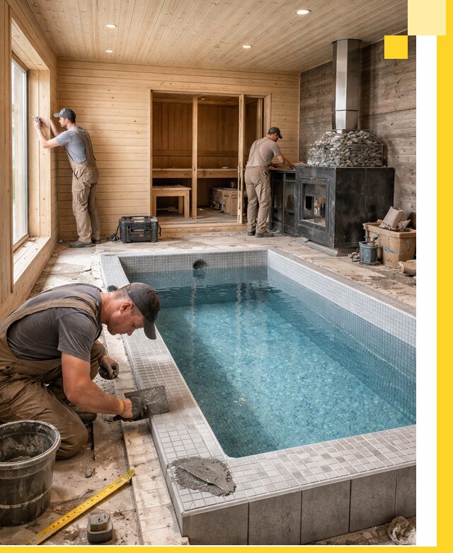 Проект бани с бассейном и сауной в Моршанске под ключ