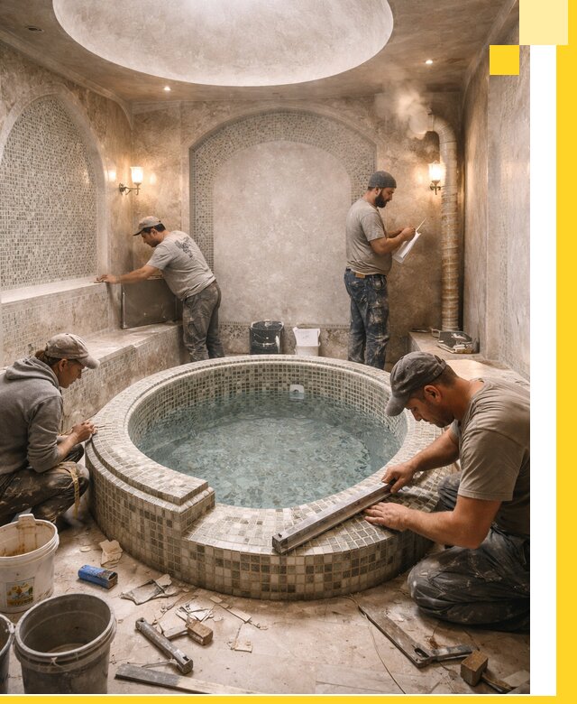 Профессиональное строительство хамама с бассейном в Моршанске под ключ