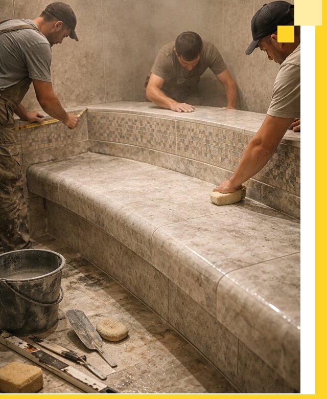 Изготовление и установка сидений для хамама в Моршанске