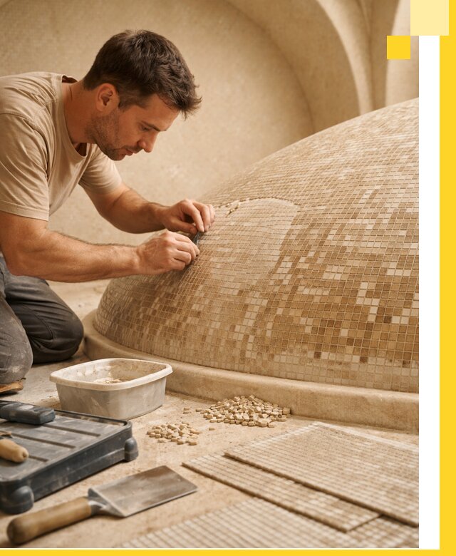 Профессиональная укладка мозаики для хамама под ключ в Моршанске